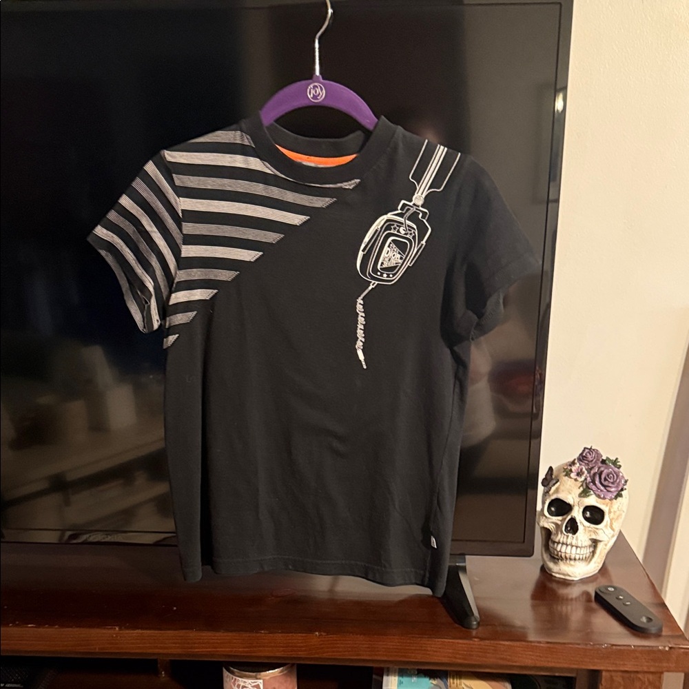 Dior Black and Gray Striped Kids Tee